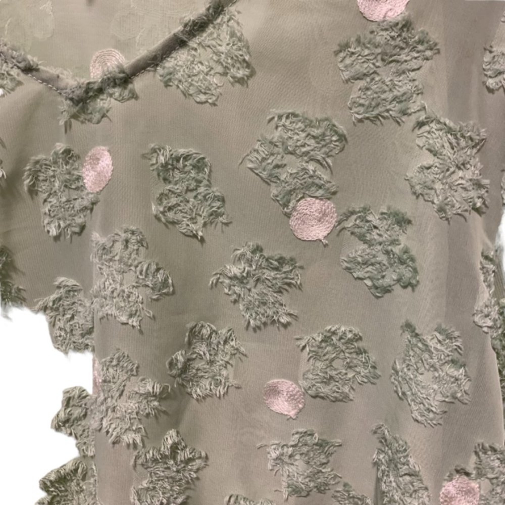 Flouncy Breezy Sheer Green Pokadot Blouse XL - Picture 4 of 6